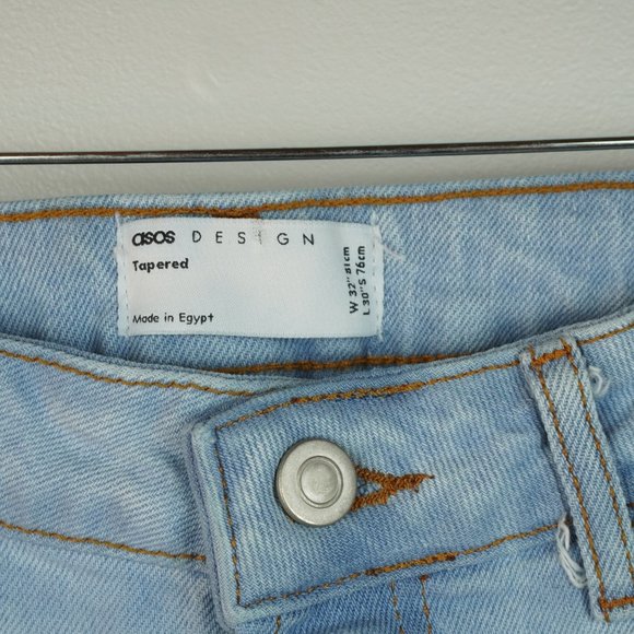 Asos Design Light Wash Tapered Leg High Waist Jeans Size W32 L30 - Picture 4 of 7